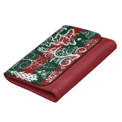 Festive Holiday Christmas Tree Red Green Striped Wallet