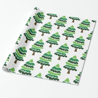 Festive Holiday Christmas Trees Wrapping Paper
