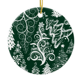 Festive Holiday Green Christmas Tree Ornaments