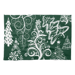 Festive Holiday Green Christmas Trees Xmas Towels