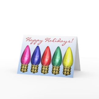 Festive Holiday Light Bulbs Christmas Cards card