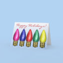 Festive Holiday Light Bulbs Christmas Cards