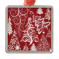 Festive Holiday Red Christmas Tree Ornaments