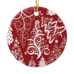 Festive Holiday Red Christmas Tree Ornaments