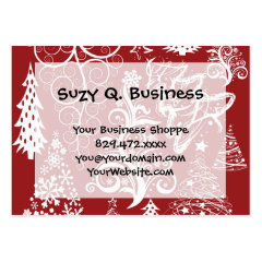 Festive Holiday Red Christmas Tree Xmas Pattern Business Card