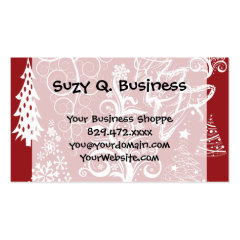 Festive Holiday Red Christmas Tree Xmas Pattern Business Card