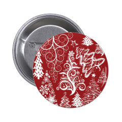 Festive Holiday Red Christmas Tree Xmas Pattern Buttons