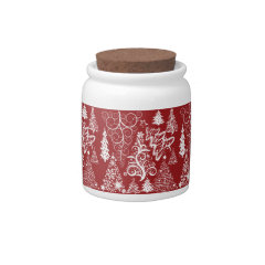 Festive Holiday Red Christmas Tree Xmas Pattern Candy Jars