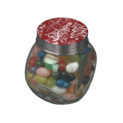 Festive Holiday Red Christmas Tree Xmas Pattern Jelly Belly Candy Jars