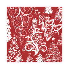 Festive Holiday Red Christmas Tree Xmas Pattern Canvas Print