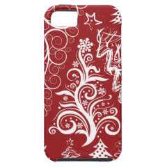 Festive Holiday Red Christmas Tree Xmas Pattern iPhone 5 Cover