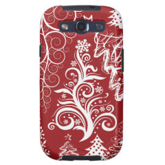 Festive Holiday Red Christmas Tree Xmas Pattern Samsung Galaxy SIII Cases