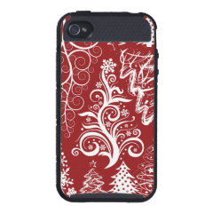 Festive Holiday Red Christmas Tree Xmas Pattern iPhone 4/4S Cover
