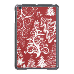 Festive Holiday Red Christmas Tree Xmas Pattern iPad Mini Cases