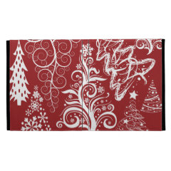 Festive Holiday Red Christmas Tree Xmas Pattern iPad Folio Case