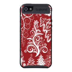 Festive Holiday Red Christmas Tree Xmas Pattern Cover For iPhone 5/5S