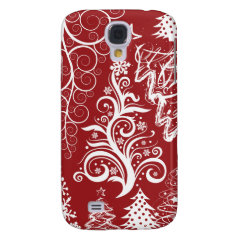 Festive Holiday Red Christmas Tree Xmas Pattern Samsung Galaxy S4 Covers