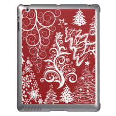 Festive Holiday Red Christmas Tree Xmas Pattern iPad Covers