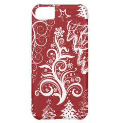 Festive Holiday Red Christmas Tree Xmas Pattern iPhone 5C Case