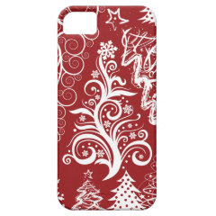 Festive Holiday Red Christmas Tree Xmas Pattern iPhone 5/5S Cover