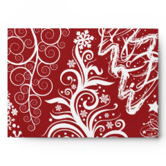 Festive Holiday Red Christmas Tree Xmas Pattern Envelopes