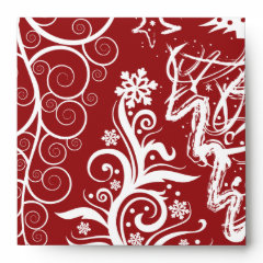 Festive Holiday Red Christmas Tree Xmas Pattern Envelope