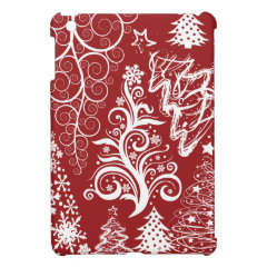 Festive Holiday Red Christmas Tree Xmas Pattern iPad Mini Case