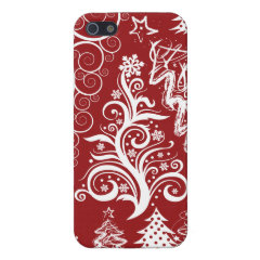 Festive Holiday Red Christmas Tree Xmas Pattern iPhone 5 Covers
