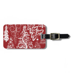 Festive Holiday Red Christmas Tree Xmas Pattern Tags For Bags