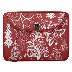 Festive Holiday Red Christmas Tree Xmas Pattern MacBook Pro Sleeves