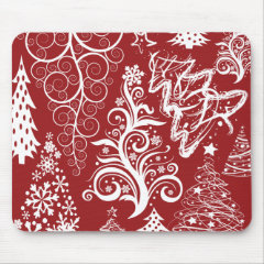 Festive Holiday Red Christmas Tree Xmas Pattern Mousepads