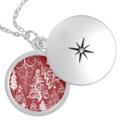 Festive Holiday Red Christmas Tree Xmas Pattern Custom Necklace