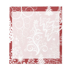 Festive Holiday Red Christmas Tree Xmas Pattern Memo Notepad