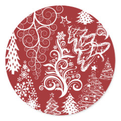 Festive Holiday Red Christmas Tree Xmas Pattern Sticker