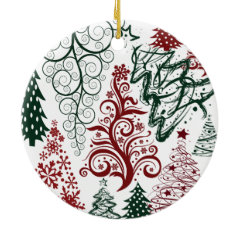 Festive Holiday Red Green Christmas Tree Ornaments
