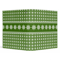 Festive Holiday Snowflakes Green Binder