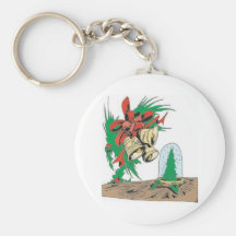Festive Holly and Tree Keychains