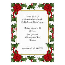 Festive Holly Holiday Invitation