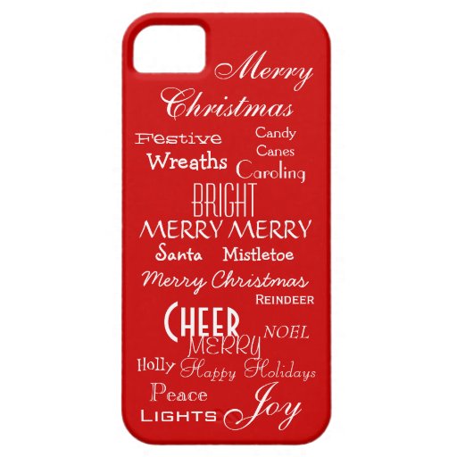 Festive Joyful Christmas Holiday Words Sayings Red iPhone 5 Cover ...