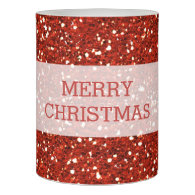 Festive Merry Christmas Red Glitter Flameless Candle