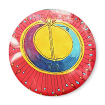 Festive Moon Doodle Refrigerator Magnet