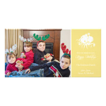Festive Ornament (Happy Holidays Gold) Personalized Photo Card