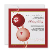 Festive Ornaments Holiday Party Invitation (red)