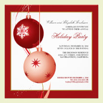 Festive Ornaments Holiday Party Invitation (red) invitations