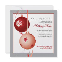 Festive Ornaments Holiday Party Invite (silver)