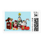 Festive Penguins Postage Stamp