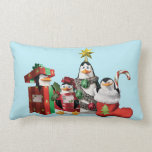 Festive Penguins Throw Pillow