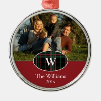 Festive Plaid Personalized Photo Ornament