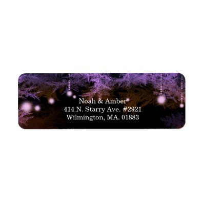 Festive Purple Forest Lights Wedding Address Label