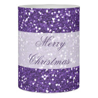 Festive Purple Glitter Merry Christmas Flameless Candle